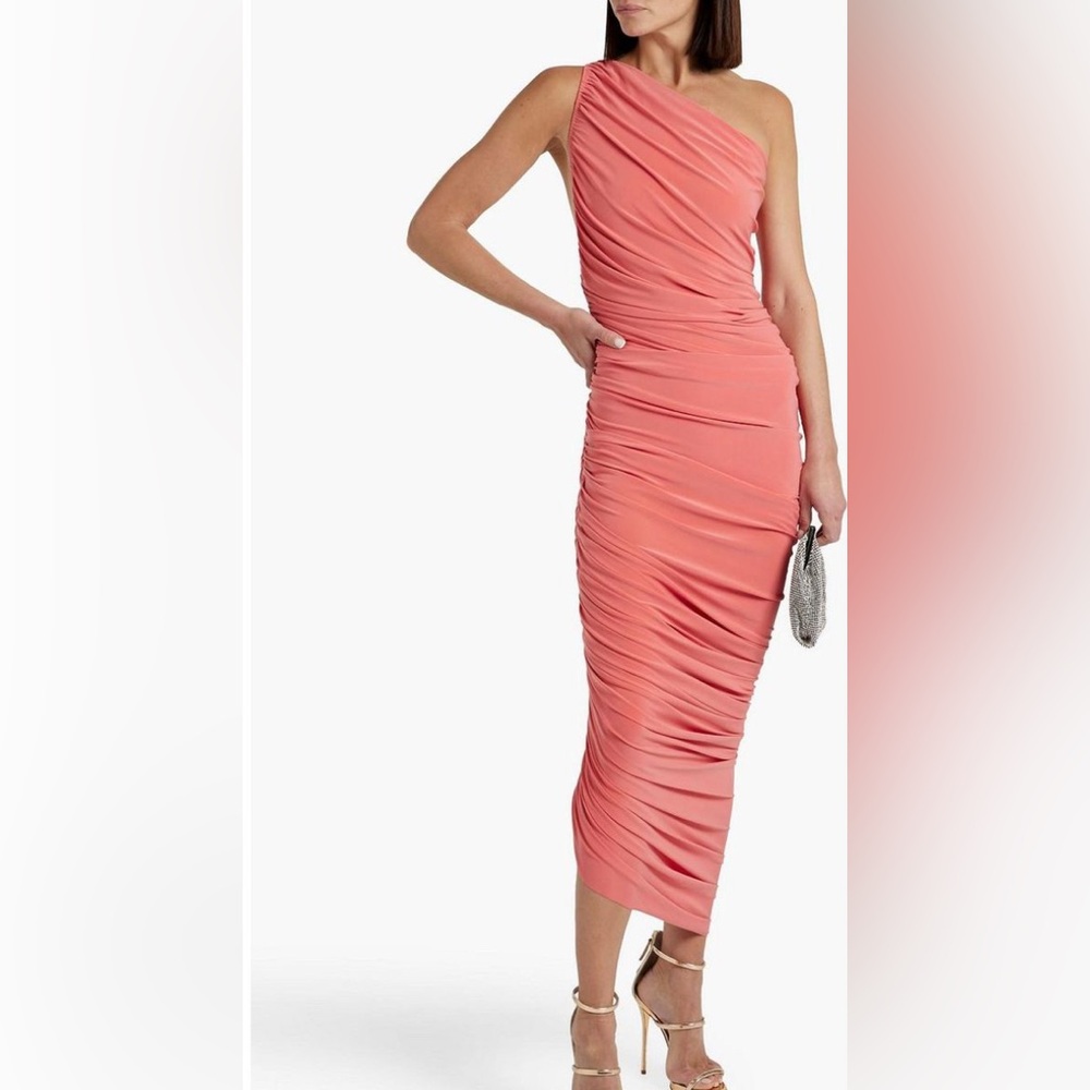NORMA KAMALI DIANA RUCHED ONE-SHOULDER DRESS    NWOT - Picture 3 of 14